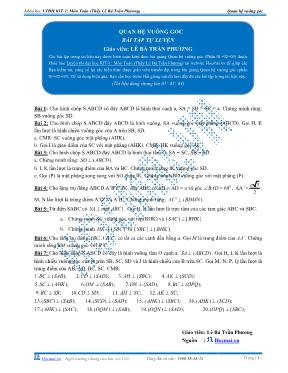 Quan hệ vuông góc - Bài tập tự luyện
